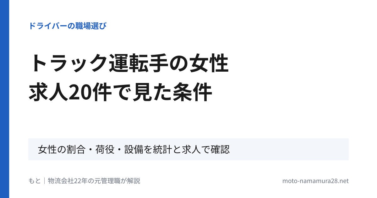 トラック運転手の女性 求人20件で見た条件